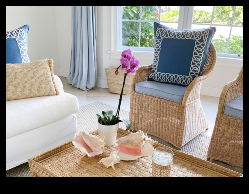 Kā izveidot piekrastes dzīvojamo istabu ar pīto dekoru idejām?