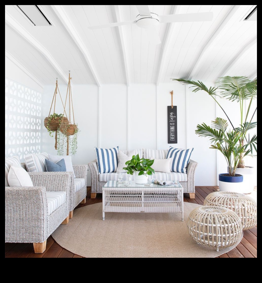 Kā izveidot piekrastes dzīvojamo istabu ar pīto dekoru idejām?