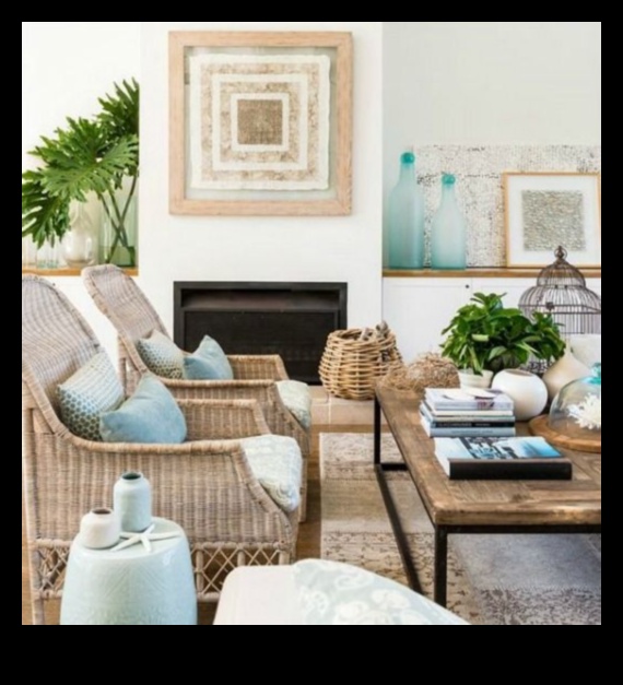 Kā izveidot piekrastes dzīvojamo istabu ar pīto dekoru idejām?